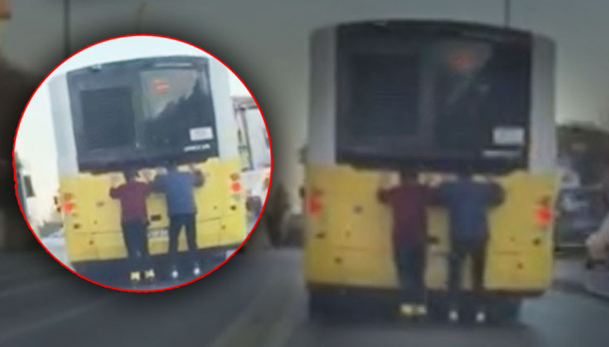 Can güvenliğini hiçe saydılar Trafikte patenli tehlike saniye saniye görüntülendi