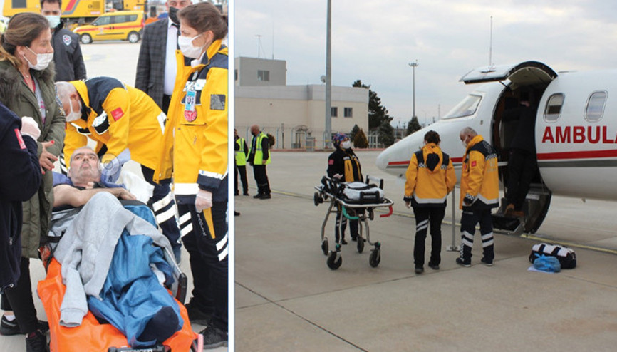 Ambulans uçakla Türkiye’ye götürüldü
