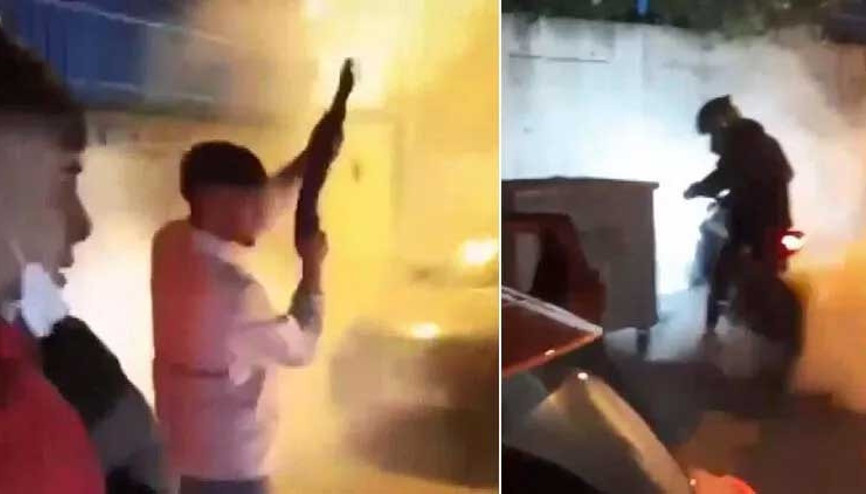 Ataşehirde pompalı tüfekle havaya ateş eden maganda kamerada