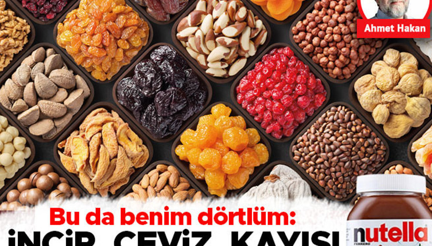 Bu da benim dörtlüm: İncir, ceviz, kayısı ve maalesef Nutella