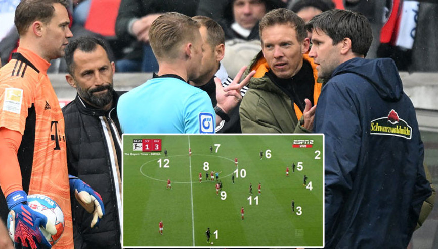 Freiburg - Bayern Münih maçında skandal olay Bayern Münih sahada 12 kişi...