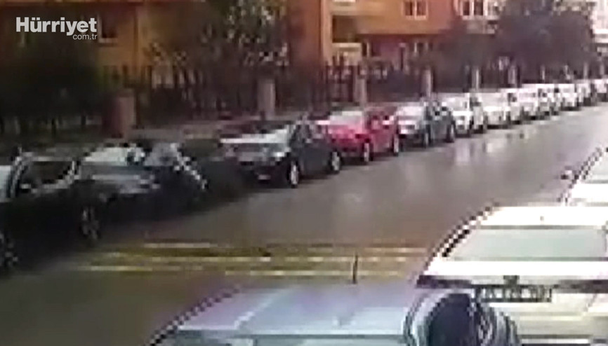 Pitbull ve sokak köpeği saldırınca otomobilin üstüne çıktı