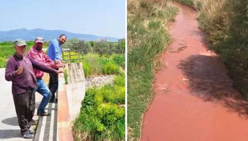 Manisada Nif Çayı kırmızıya döndü
