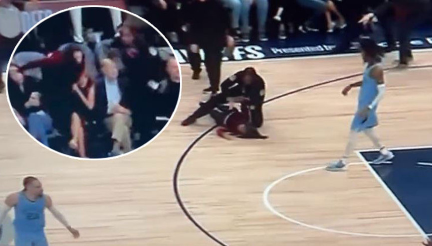 NBAde görülmemiş olay Sahaya girmeye çalışan kadını güvenlik görevlisi durdurdu NBAde görülmemiş olay Sahaya girmeye çalışan kadını güvenlik görevlisi durdurdu