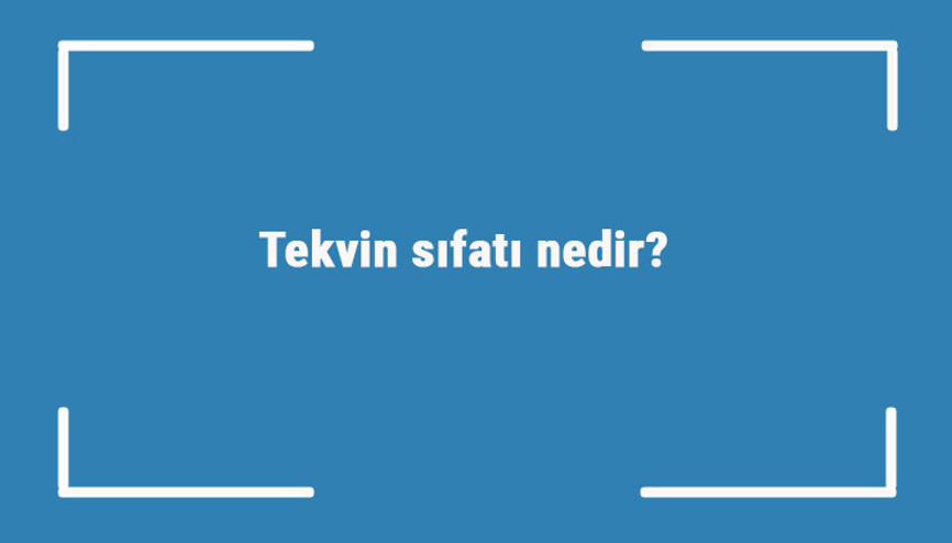 Tekvin sıfatı nedir Tekvin sıfatı ile ilgili örnek cümleler ve konu anlatımı