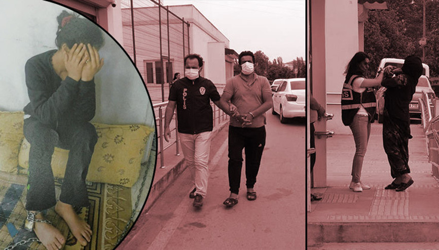 Sokakta kalıyor diye 13 yaşındaki kızını zincire vurduğu iddia edildi