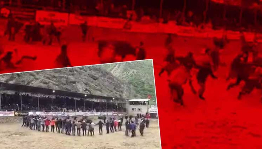 Korku dolu dakikalar... Şampiyon boğa, etrafında horon oynayanları kovaladı