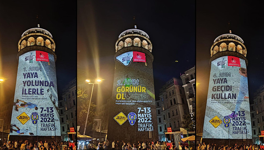Galata Kulesi’ne güvenli trafik’ uyarıları yansıdı