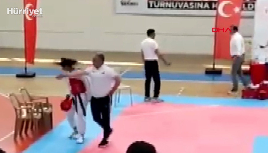 Tekvando seçmelerinde antrenörden elenen sporcusuna tokat kamerada