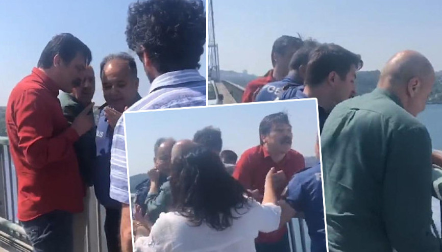 TİP Milletvekilleri ile polis arasında köprüde pankart arbedesi