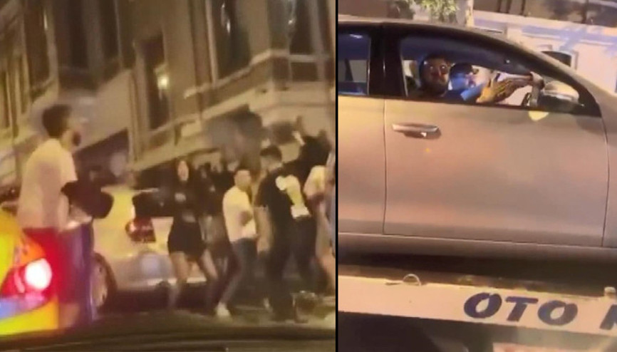 Yolu trafiğe kapatıp dans ettiler Eğlence çekicinin üstünde bile devam etti