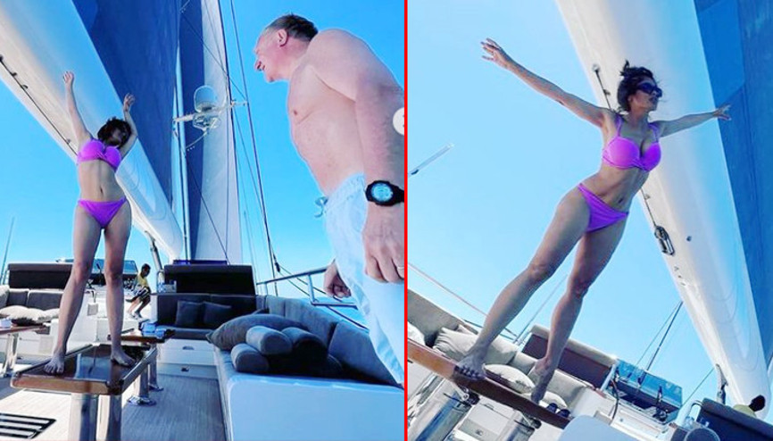 Masanın üzerinde kocasına özel gösteri: Herkes yılanlı dansı hatırladı