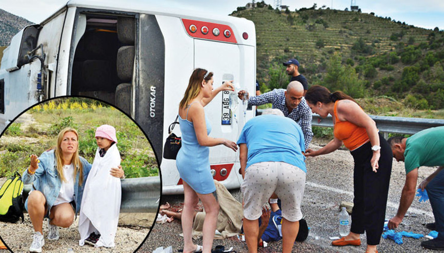 Turistleri taşıyan midibüs devrildi: 1 ölü 23 yaralı