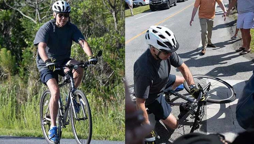 ABD Başkanı Joe Biden bisikletten düştü O anlar kamerada ABD Başkanı Joe Biden bisikletten düştü O anlar kamerada