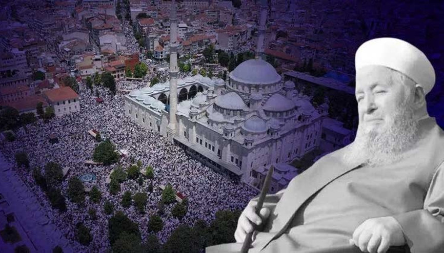 Ustaosmanoğlunun cenazesi; Fatih Camiindeki yoğunluk havadan görüntülendi