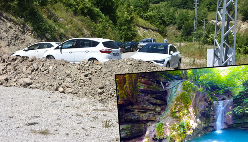 Alternatif yolu da kapatınca Erfelek Şelaleleri ziyarete kapatıldı Yola mısır ekerim