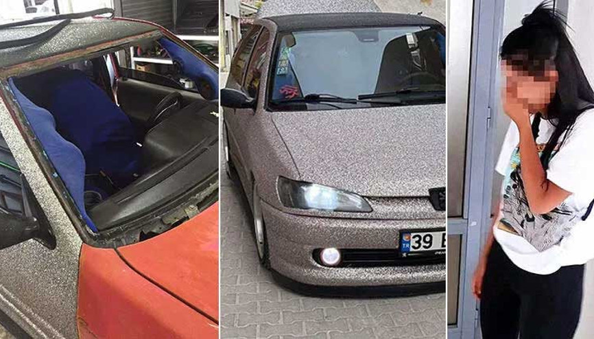 Ayrıldığı erkek arkadaşının otomobiline 15 bin liralık zarar verdi