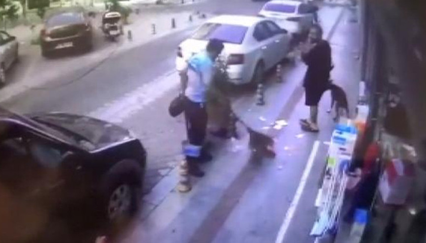 Kadıköyde tepki çeken olay: Köpeğine toz geldi, temizlik görevlisine saldırdı