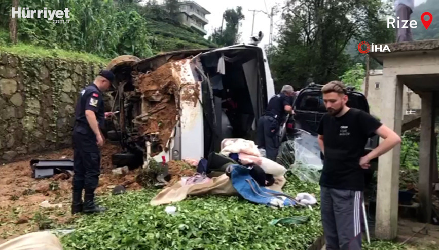 Rizede tur otobüsü devrildi: Çok sayıda yaralı