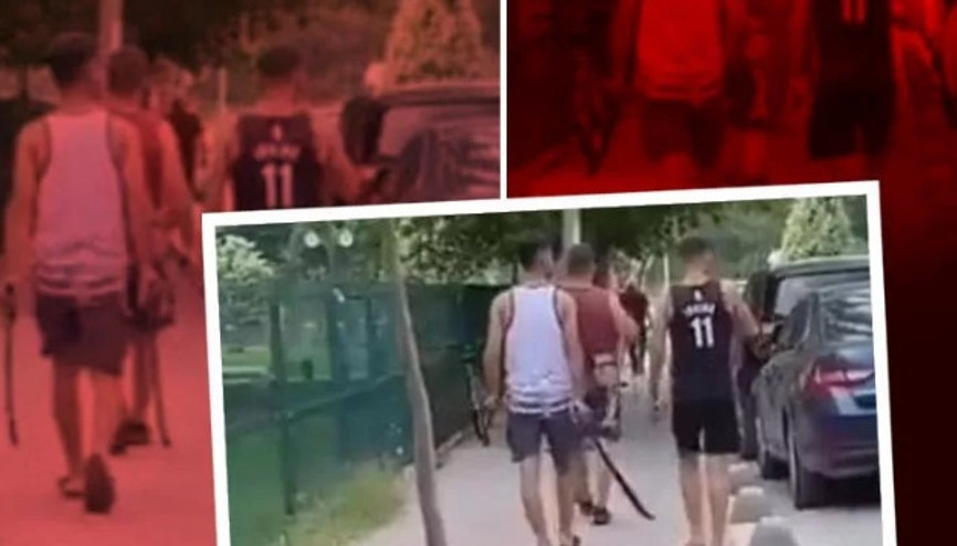 Sokak ortasında kılıçla yürüyen ve paniğe neden olan 3 şahıs set ekibi çıktı