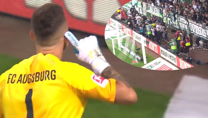 Augsburg kalecisinin hareketi, Werder Bremen taraftarını çılgına döndürdü Mergim Berisha...