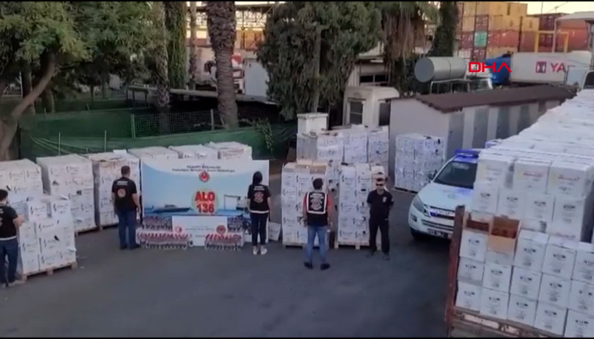 Mersinde 86 Bin 245 şişe kaçak alkollü içkiye el konuldu