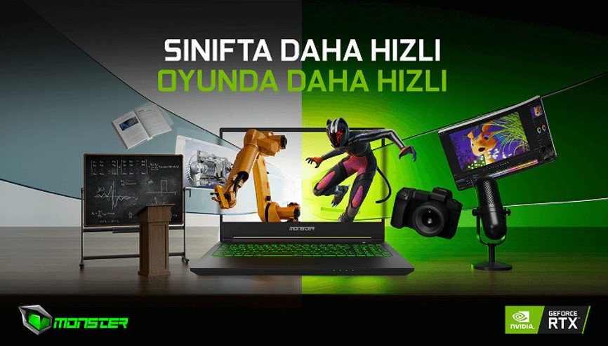 Teknoloji tutkunları GeForce RTX’li Monster Notebook’lar ile sınıfta daha hızlı oyunda daha hızlı Teknoloji tutkunları GeForce RTX’li Monster Notebook’lar ile sınıfta daha hızlı oyunda daha hızlı