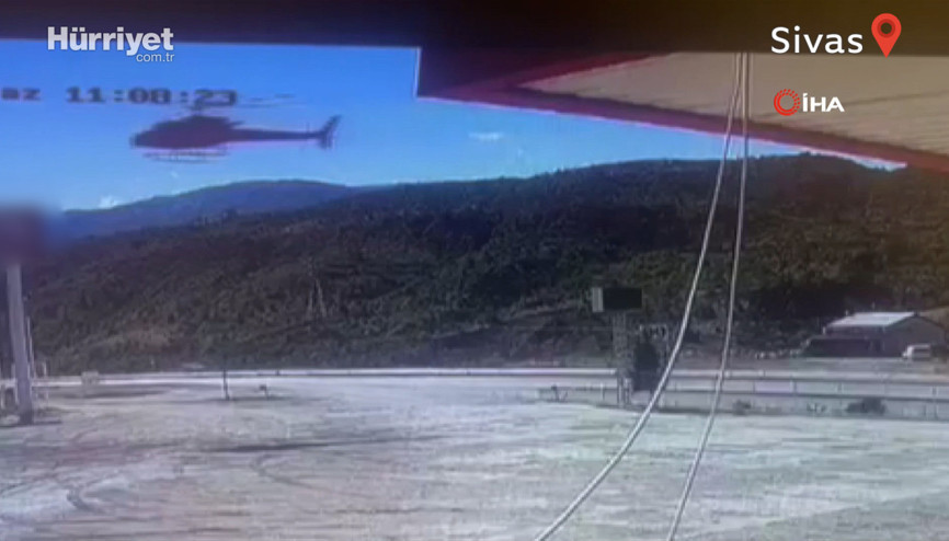 Akaryakıt istasyonuna inen helikopter şaşkınlığa neden oldu