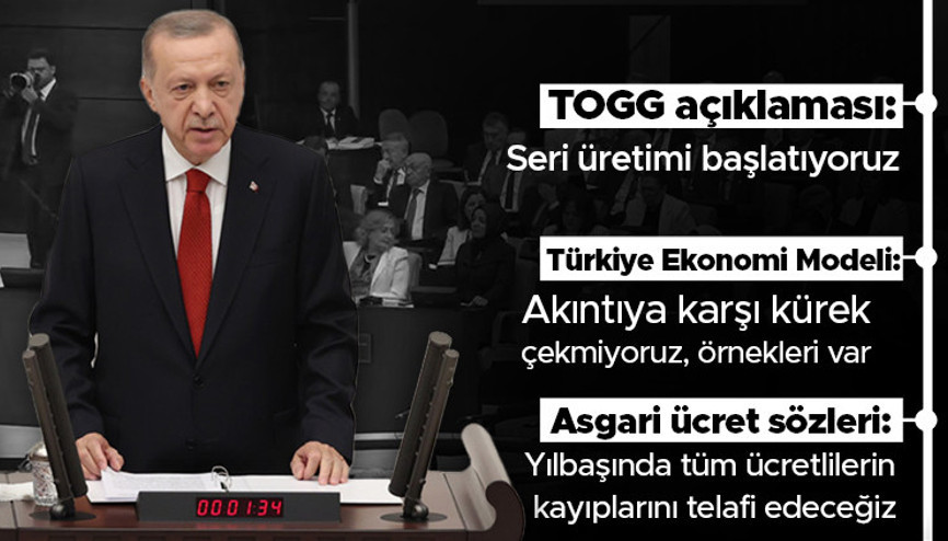 Cumhurbaşkanı Erdoğandan TBMMde önemli mesajlar: Yeni anayasa, asgari ücret, yerli otomobil, ekonomi...