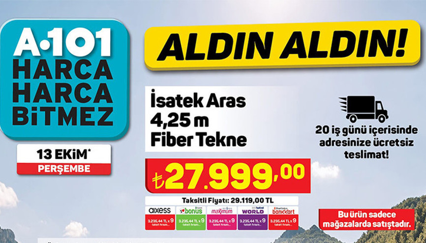 A101 aktüel ürünler kataloğu 13 Ekim 2022 Perşembe yayımlandı: A101de bu hafta TEKNE var
