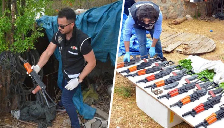 Adanada çiftlik evinde ele geçirilen kalaşnikoflar Suriyeden getirilmiş
