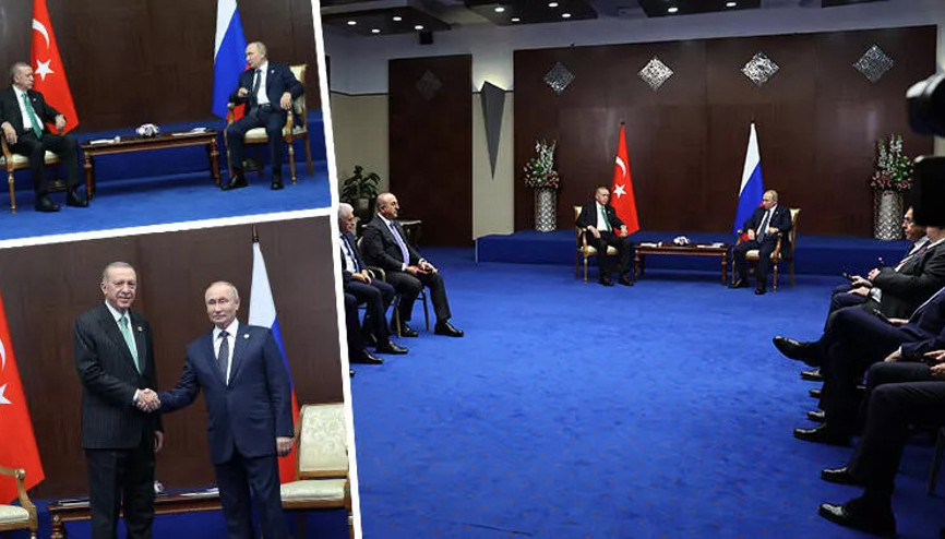 Erdoğan-Putin görüşmesinden ilk görüntüler