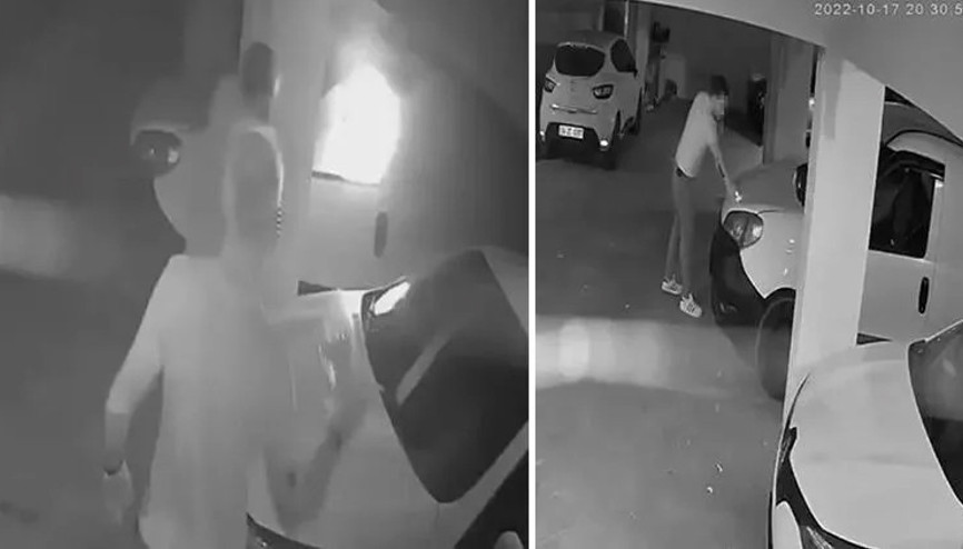 Park yeri yüzünden tartıştığı komşusunun aracını benzin döküp yaktı