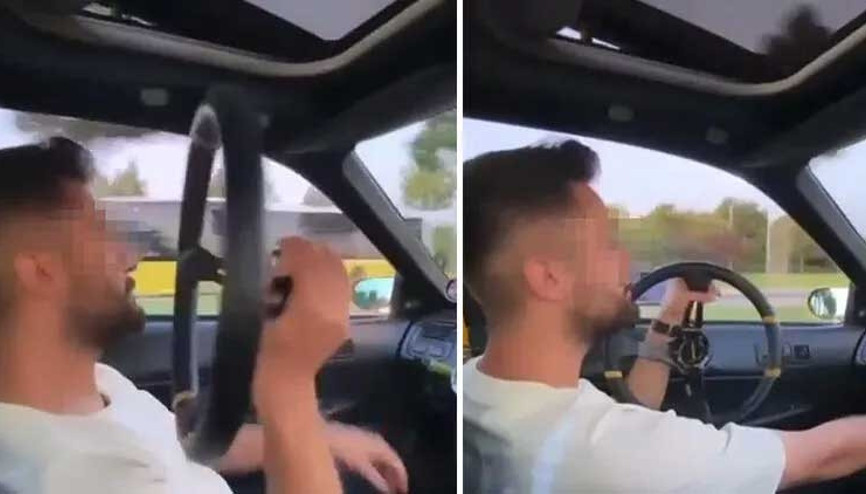 Seyir halindeki aracın direksiyonunu söktü