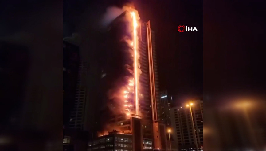 Dubaide 35 katlı binada yangın