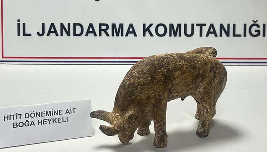 Nevşehirde 3 bin yıllık boğa heykeli ele geçirildi
