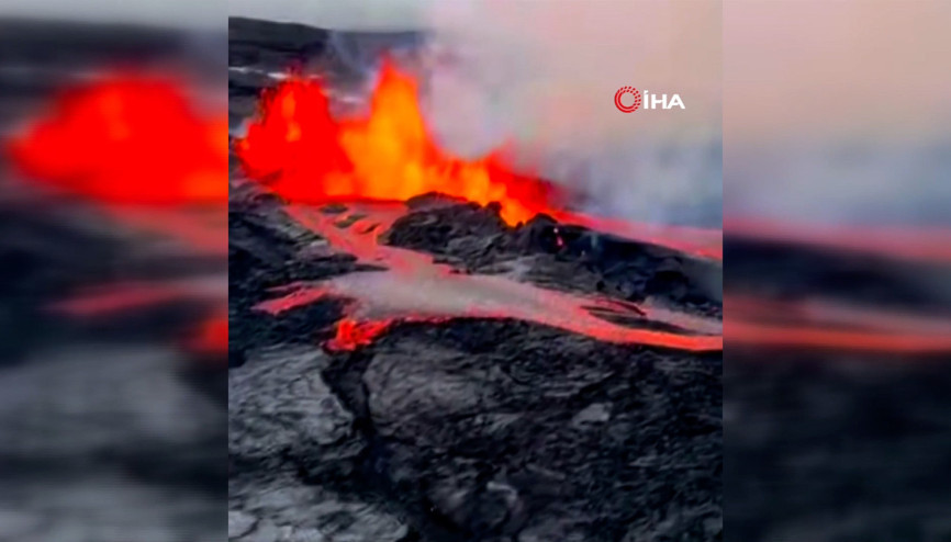 Hawaii’de Mauna Loa Yanardağındaki lav akıntısı havadan görüntülendi
