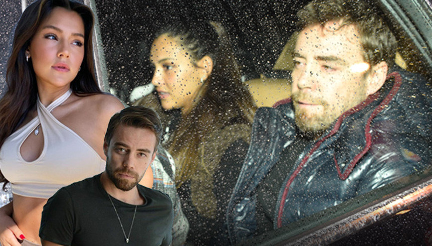 Sıkış tıkış Murat Dalkılıç ve kız arkadaşı Çağla Boz gecelerde...