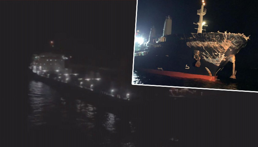 Ahırkapı açıklarında iki gemi çarpıştı: Kaza anı cep telefonuyla görüntülendi