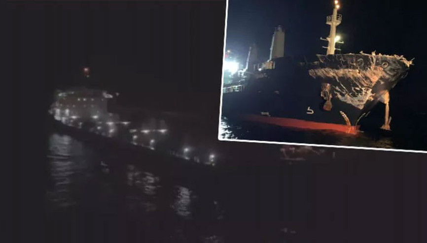 Ahırkapı açıklarında iki geminin kaza anı kamerada Ahırkapı açıklarında iki geminin kaza anı kamerada