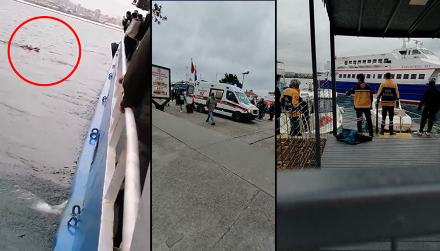 Kınalıada-Bostancı seferini yapan vapurdan denize düştü... Korku dolu anlar kameraya yansıdı