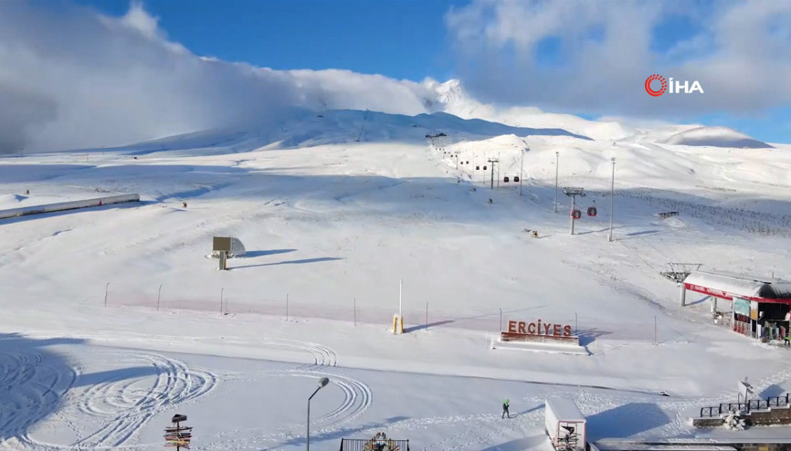 Beyaza bürünen Erciyesten kartpostallık manzaralar