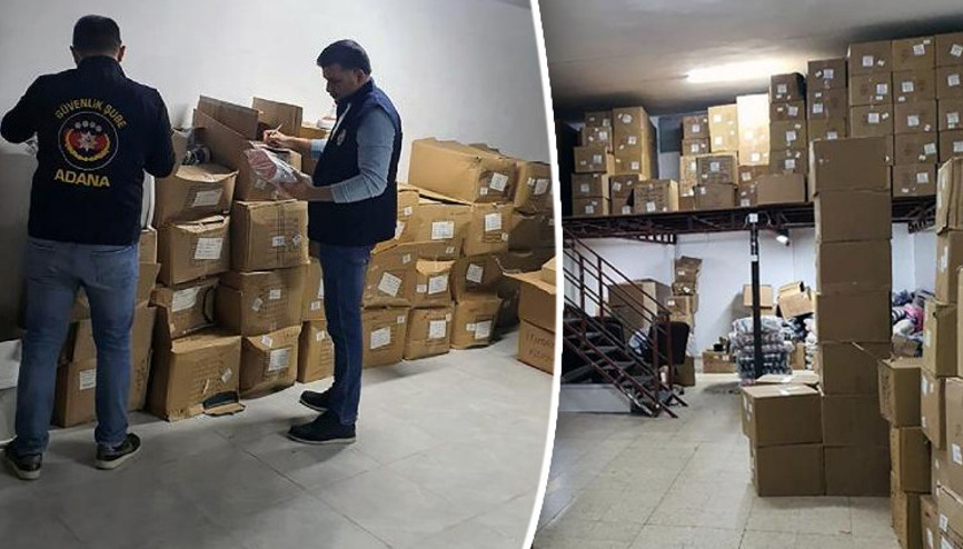 Adana’da 7 milyon liralık taklit ayakkabı ele geçirildi