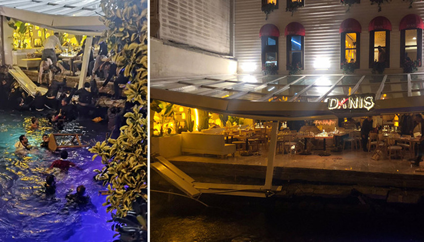Arnavutköyde lüks restoranın iskelesi çöktü Denize düşen 4 kişi yaralandı