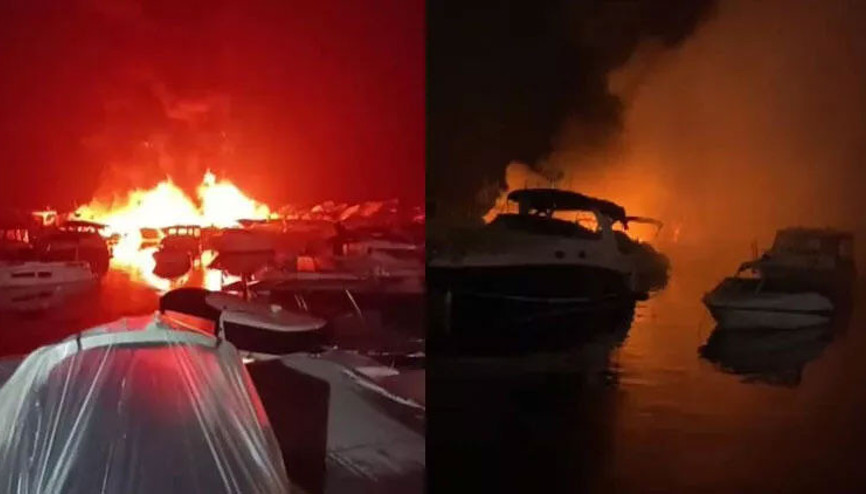Kadıköy Bostancı sahilde tekne yangını