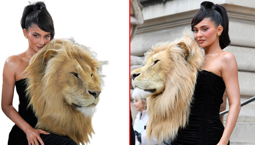 Görenleri şoke etti... Göğsüne aslan başını kondurdu