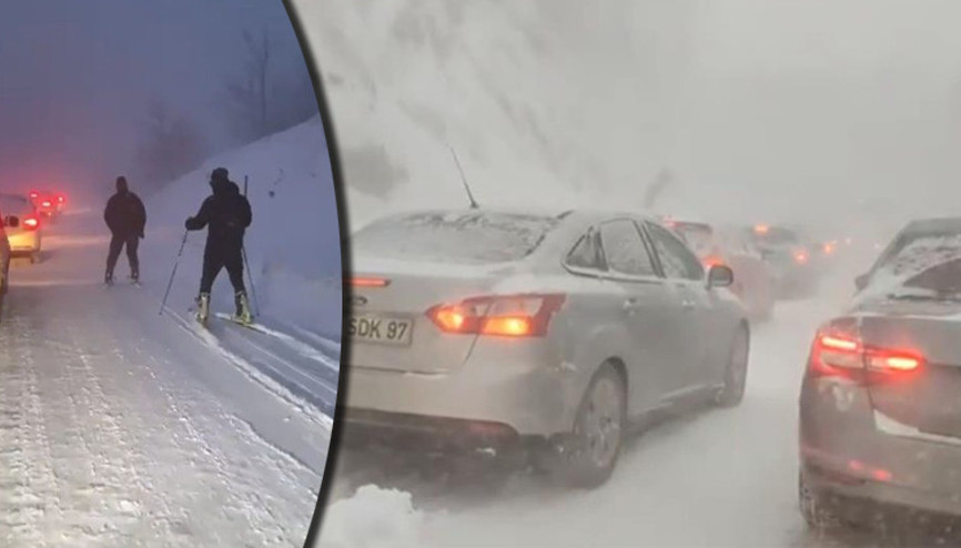 Uludağda 25 kilometrelik kar trafiği: Kayarak şehir merkezine indiler