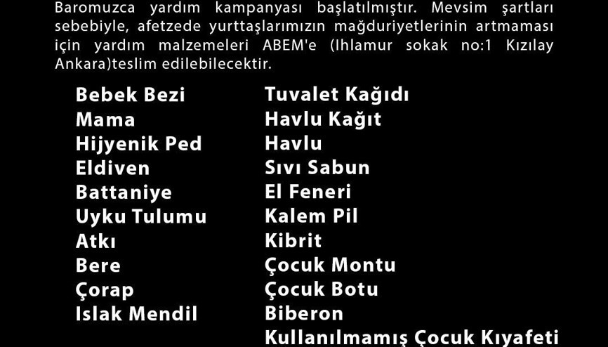 Ankara Barosu’ndan yardım kampanyası