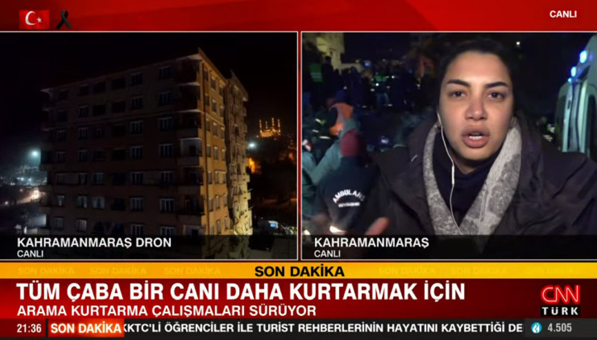 Canlı yayında sarsıntı... Çok katlı binanın yanındaki kurtarma çalışmasında büyük panik yaşandı