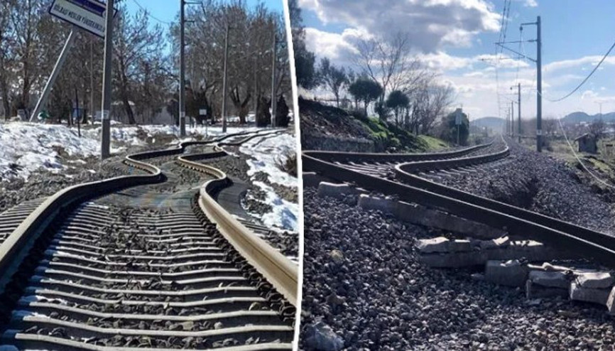 Depremde hasar gören tren rayları onarılıyor